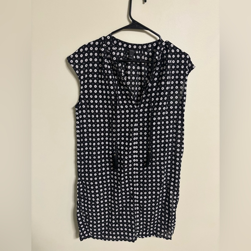 J Crew Jane Black White Tassel Cotton Cap Sleeve Dress Size XS Swim Cover Up